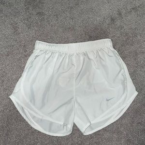 All White Nike Running Shorts